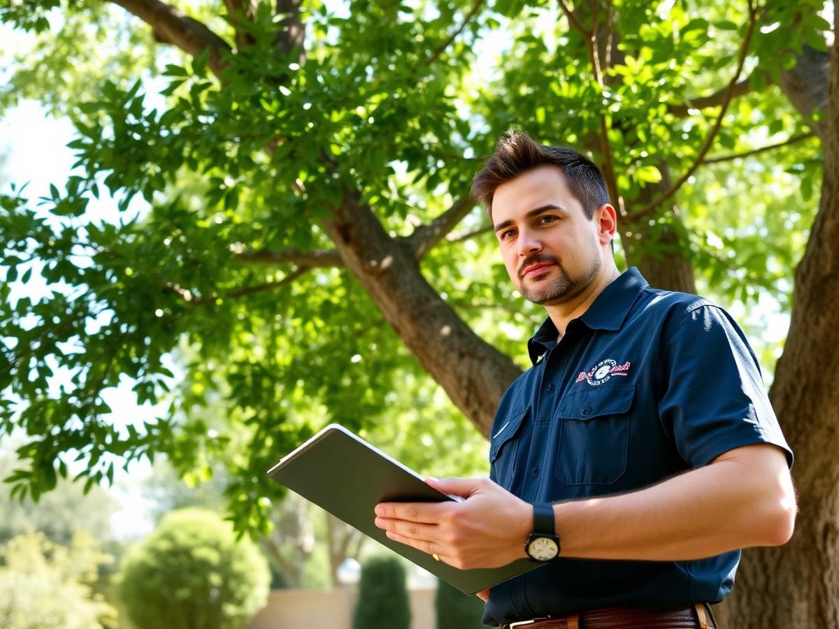 Certified Precision arborist inspecting a tree