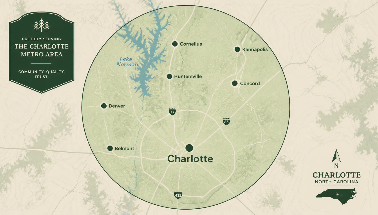 Our Service Area: Charlotte, Lake Norman & Surrounding Towns
